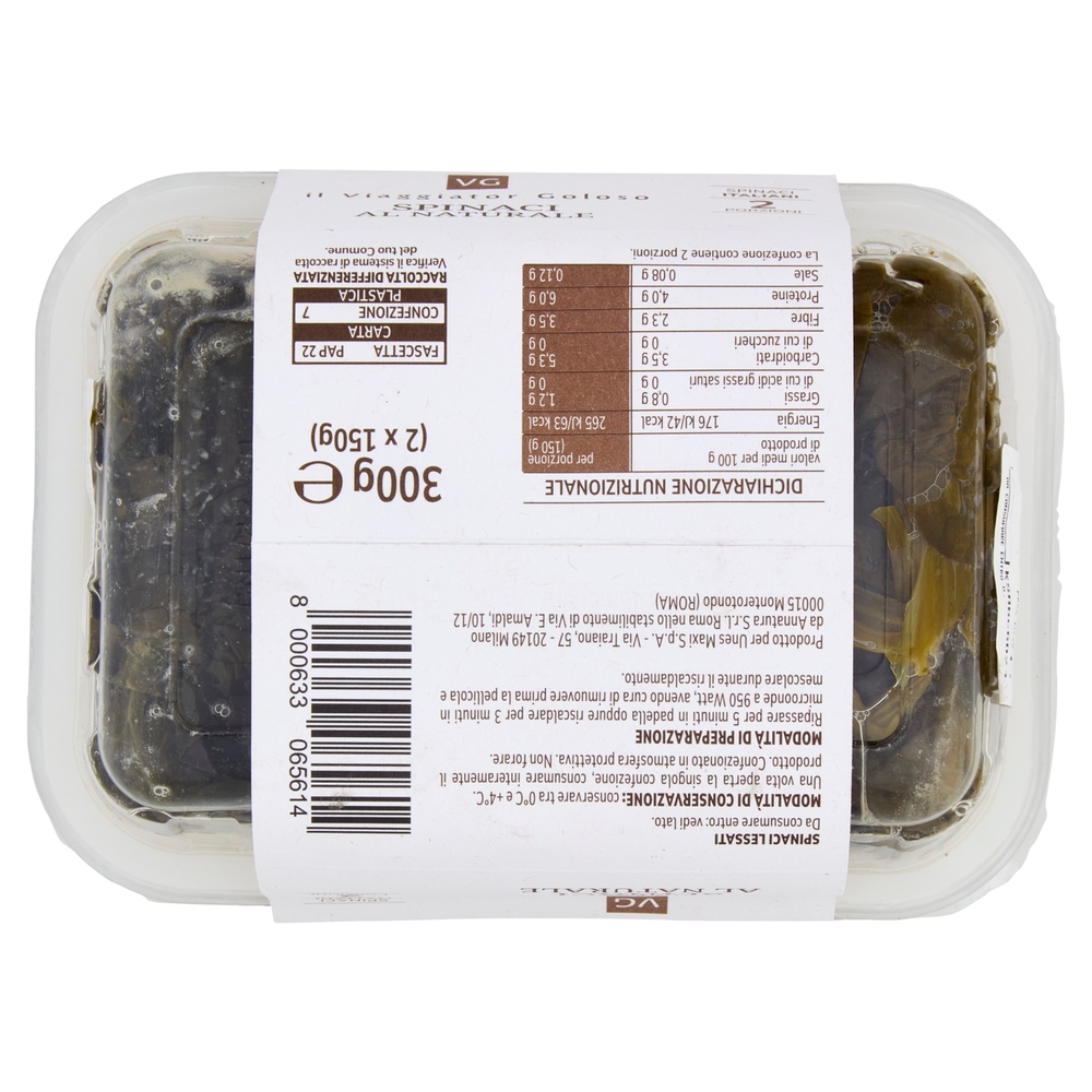 Spinaci al Naturale Il Viaggiator Goloso